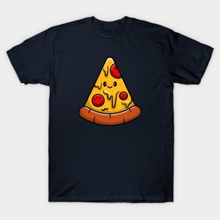 Cute Pizza Cartoon Vector Icon Illustration T-Shirt